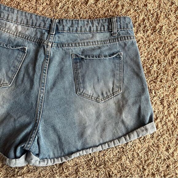 SHEIN Light Wash Distressed Jean Shirts Size XL - Picture 10 of 12